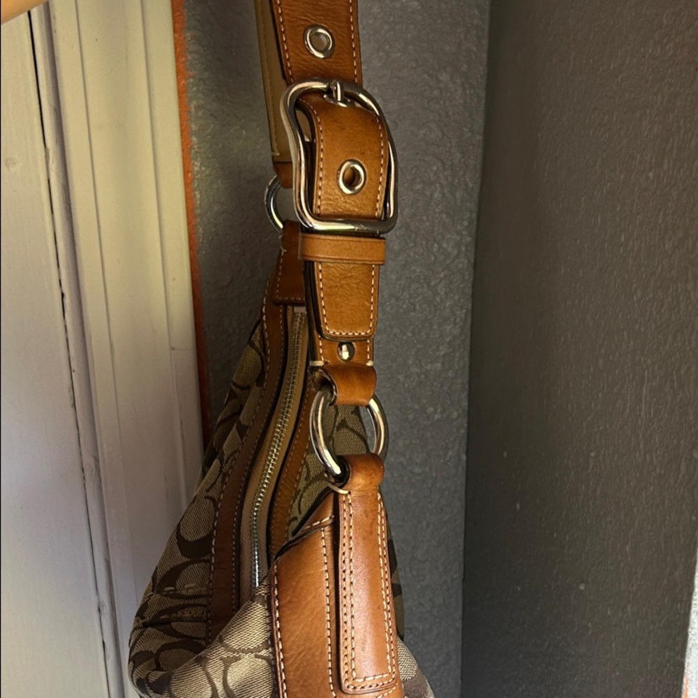 Coach Signature Brown and Tan Hobo Bag - Picture 8 of 11